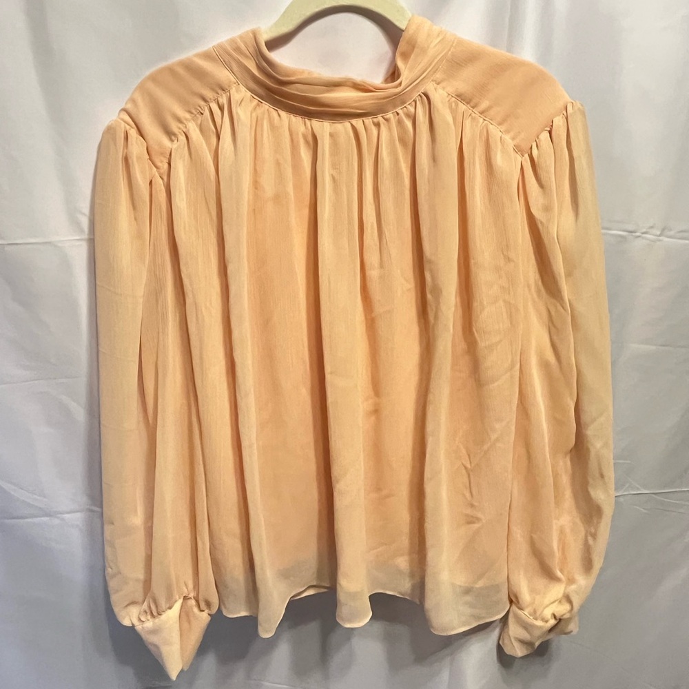 Women’s Peach Long-Sleeve Pleated Blouse Sz XXL